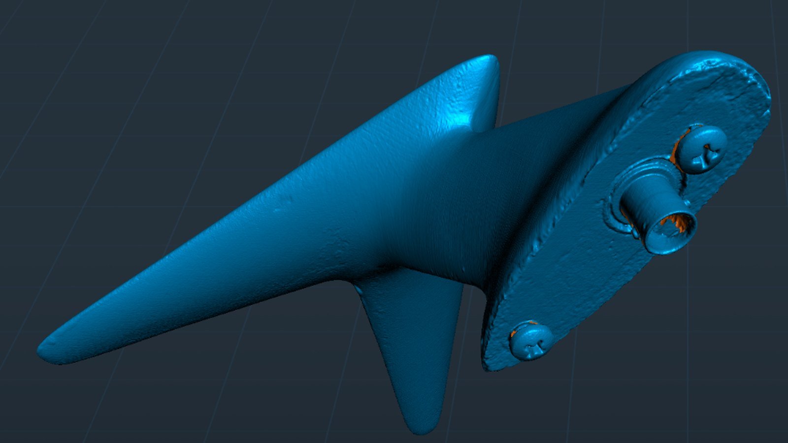 3D scan of a flying-V aircraft antenna with its mounting base
