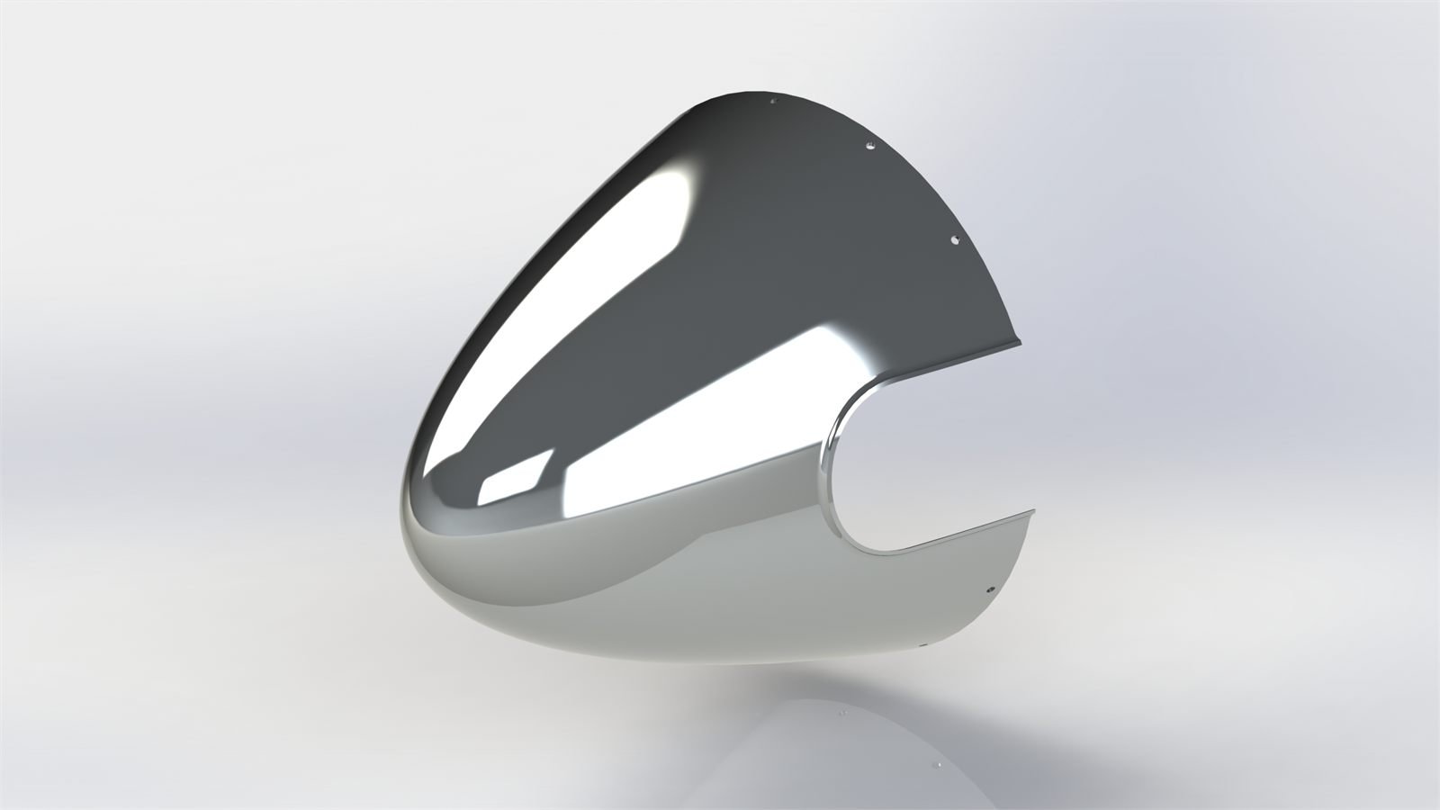 Polished propeller spinner rendering built from a 3D scan