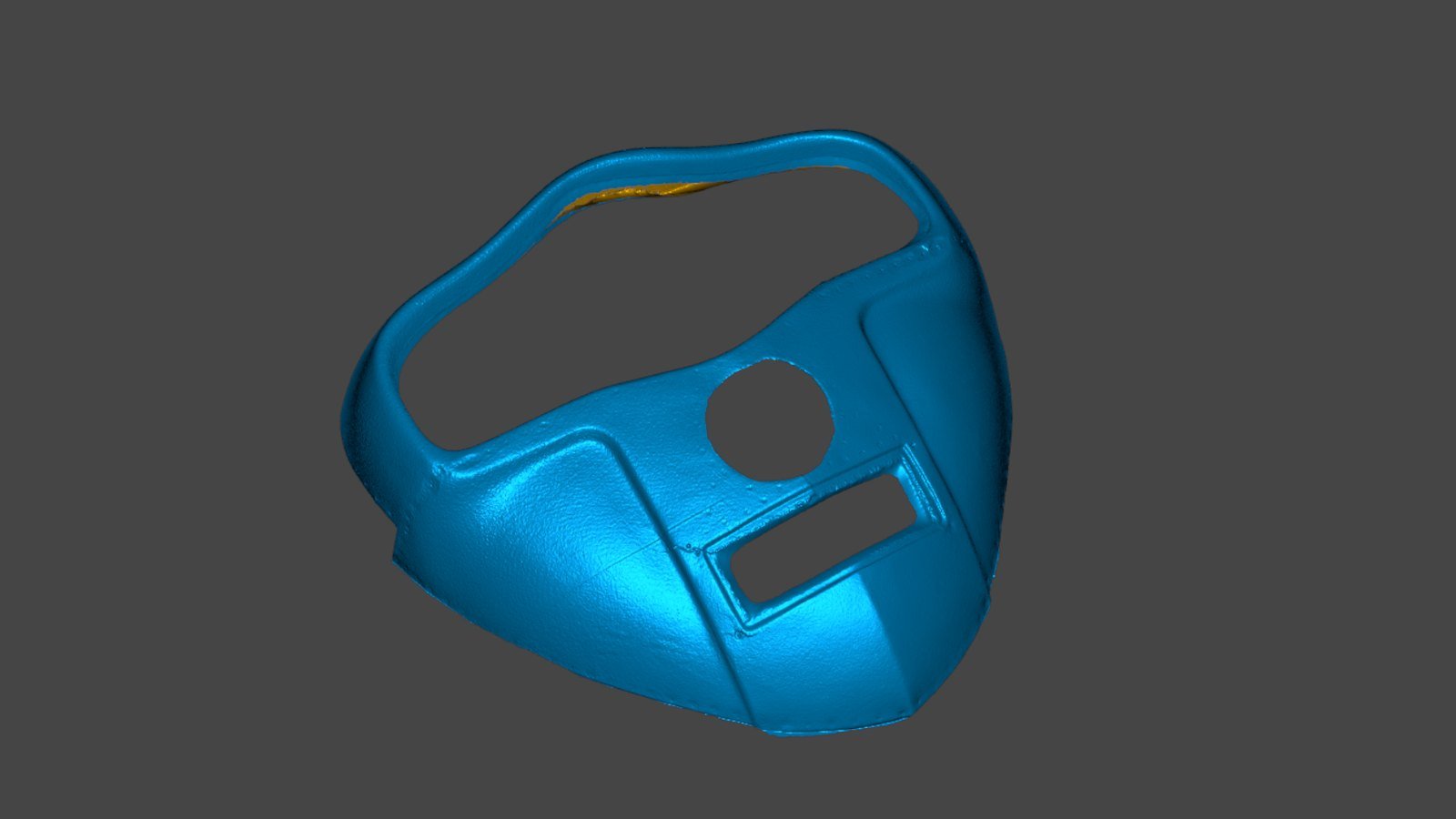 3D scan of a Beechcraft Bonanza V35 nose bowl with its round opening and rectangular cutout
